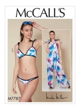 McCall's M7787 Skimpy Bikini & Halter Jumpsuit Cover-Up Sz 12-20 UNCUT Pattern