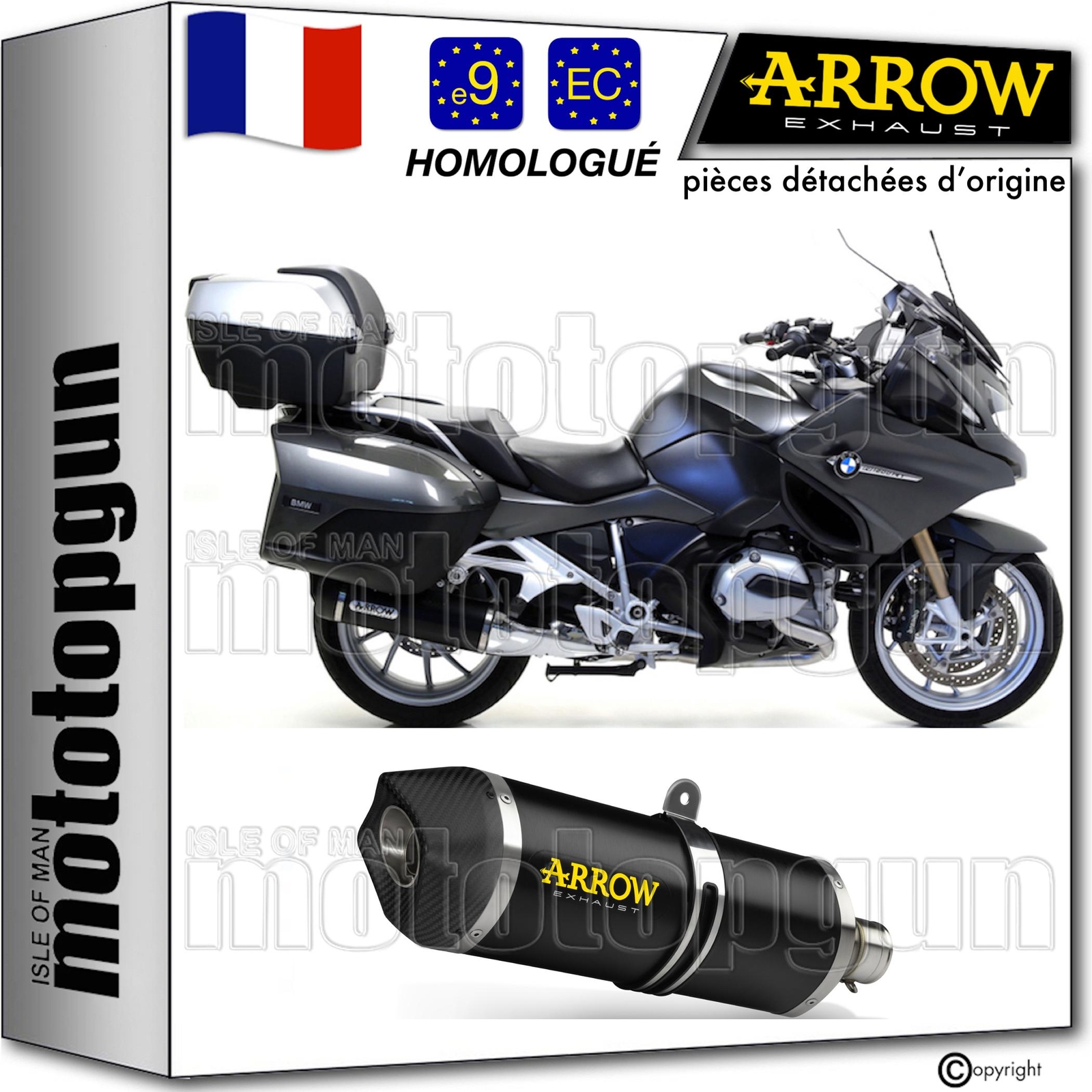 Échappement approuvé noir Arrow silencieux idéal pour longs trajets en BMW R 1200 RT 2014