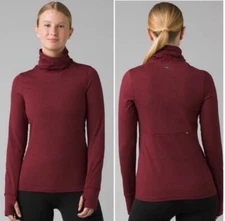 PRANA Ice Flow Long Sleeve Turtle Neck Lightweight Base Layer Warm Mulberry XL