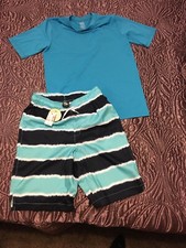 NWT Boys Place Sport Swim Trunks Size XL 14 used 14/16 Rash guard Shirt Set