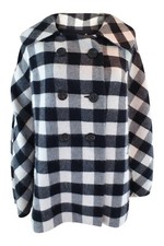 Ermanno Scervino Cashmere Black White Checked Cape Coat (it 42 | Uk 10 | Us 6)