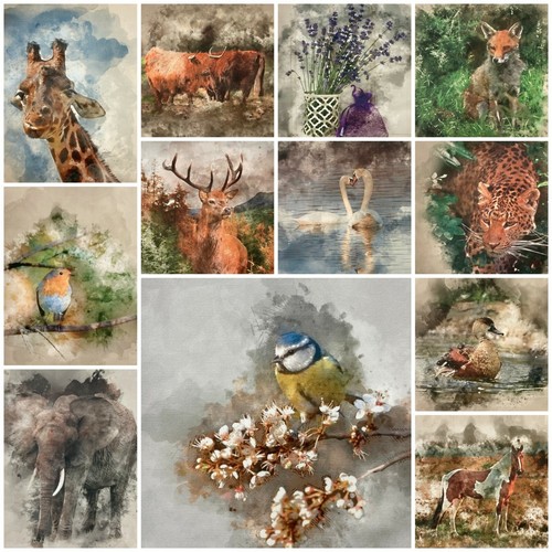 Paneles de cojín de tela lona algodón estampado arte animal para decoración del hogar + respaldo - Imagen 18 de 20