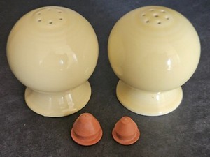 Vtg Fiesta Pale Yellow Ball Salt & Pepper Shakers by Homer Laughlin
