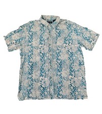 Vintage Puritan Hawaiian Camp Shirt Floral Print Large Short Sleeve Button Rayon