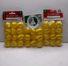 Vintage Yellow Satin Spun Silk Sheen Christmas Ball Ornaments 30MM 1"