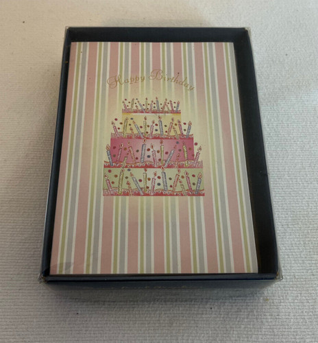 Happy Birthday Blank Note Cards & Envelopes 16 New Crown Point Graphics Cake