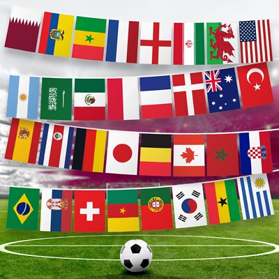 G128 2022 World Cup Bunting Banner Flag 8.2 x 5.5 Inch, Full String 33 Feet
