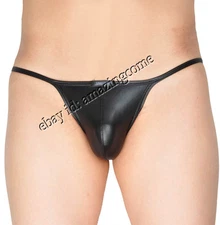 Men Open Side Jockstrap Underwear Male Leather Like Low-rise Sexy Bikini Briefs