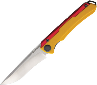Maxace Kestrel Framelock Red & Yellow Folding MagnaCut Pocket Knife MM281D