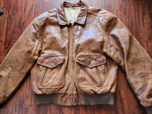 VINTAGE MEN'S MEMBERS ONLY BROWN LEATHER VOYAGER BOMBER FLIGHT JACKET SIZE 46... - Picture 1 of 24