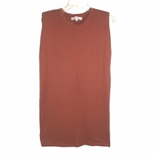 Loft Petite Womans Muscle Tee Dress Sleeveless Cotton Blend Burnt Sienna XSP