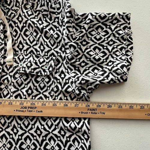 Kavu Misses/Women Hooded Short Sleeve Shirt Tunic Black White Half Button Size S - Picture 13 of 15