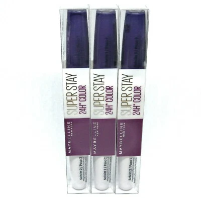 3 x MAYBELLINE SUPER STAY 24 HR / 24 H COLOR Lippenstift 800 PURPLE FEVER