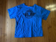Vintage Gold  s Gym Womens Lifting Shirt Blue Size M Made In USA