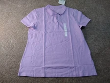 Croft & Barrow Polo Women Large Purple Solid Short Sleeve