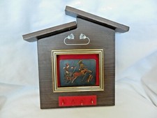 Egyptian Wood Key Holder Copper King Tut Chariot Design 6.25"X 8" 