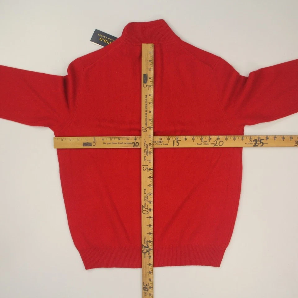 Polo Ralph Lauren Men Wool Alpaca 1/4 Zip Sweater Sz Large Red Logo Pullover NWT - Image 3 of 4