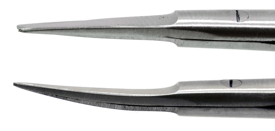 Micro Scissors 7.5" Yasargil Sharp/Sharp Straight & Curved Surgical Set of 2 - Image 3 of 4