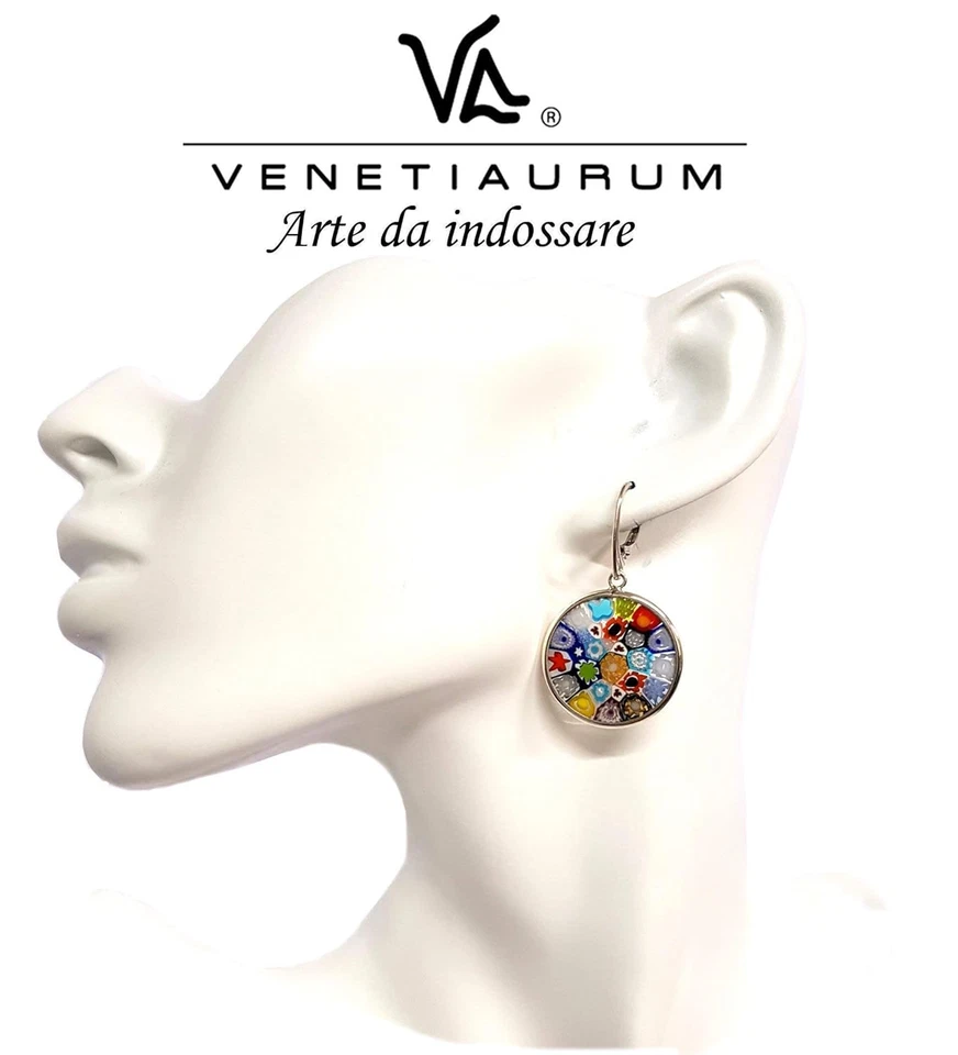Venetiaurum - Orecchini Murrine per Donna in Vetro Originale Di Murano E Argento - Immagine 4 di 4