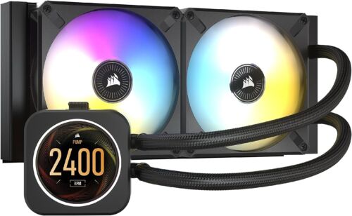 Corsair iCUE H100i ELITE LCD Display Liquid CPU Cooler 2x 120mm RGB Fan