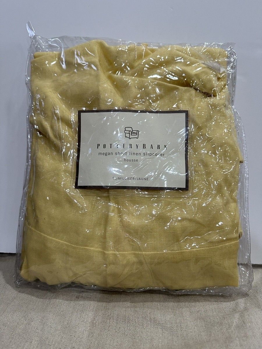 Pottery Barn Megan sunflower yellow Linen Dining chair slipcover imperfect