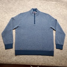 UNTUCKit Shirt Men's Size Large Blue 1/4 Zip 100 Extra Fine Merino Wool