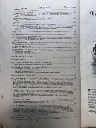 Charles Nordhoff William M Thackeray / Harper's New Monthly Magazine August 1864 - Picture 2 of 2
