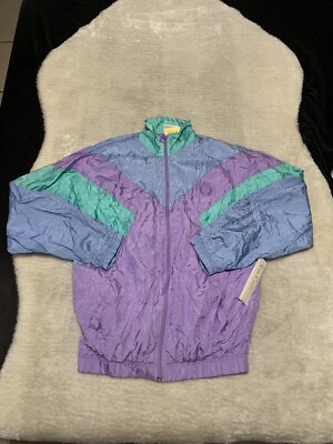 New Pierre Cardin Mens Colorblock  Windbreaker Full Zip Large Jacket Retro NWT