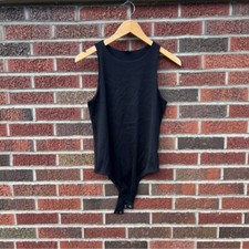 Express Black Ribbed Sleeveless Scoop Neck Body Contour Fitted Bodysuit
