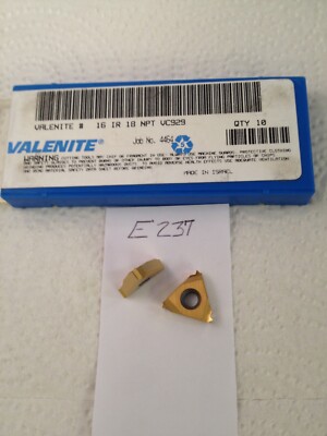 10 NEW VALENITE 16 IR 18 NPT THREADING CARBIDE INSERTS. GRADE: VC929 {E237}
