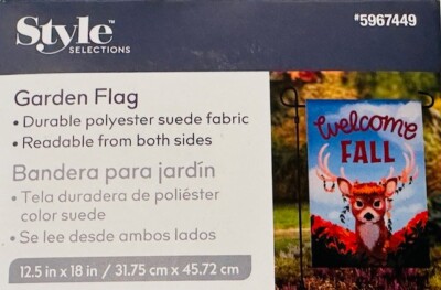 Style Selections Yard Flag 12.5x18 Welcome Fall w/ Deer Farmhouse Style