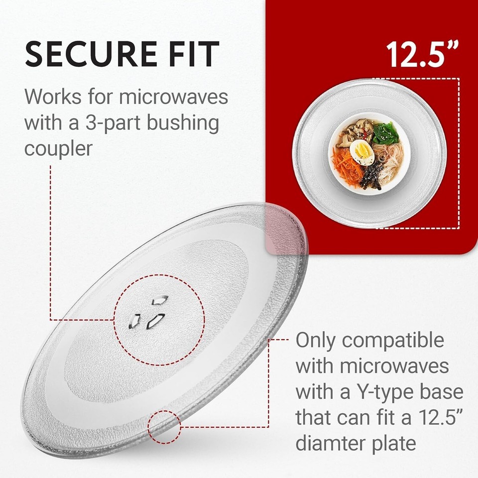 Replacement Microwave Glass Plate, 12.5", Compatible with GE & Samsung