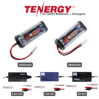 Tenergy NiMH 7.2V 3000mAh & 3800mAh RC Battery Packs w/ Tamiya & Charger Options