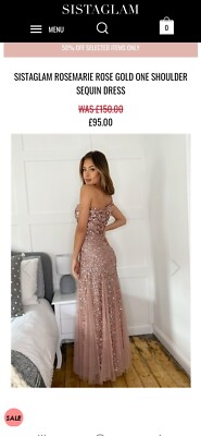 Sistaglam Rosemarie Rose Gold One Shoulder Sequin Dress Size 14 | eBay UK
