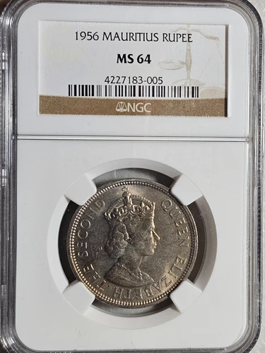 Mauritius 1 Rupee 1956 NGC MS 64