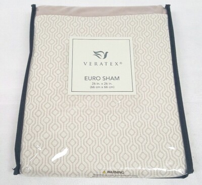 Veratex Brielle Pink Beige One European Pillow Sham 26''X26'' NWT $59.99