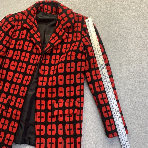 Vintage Cross AOP Open Front Cardigan Jacke Gr. L rot schwarz Kirche edel Ostern - Bild 9 von 11