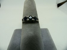 Sterling Silver Genuine Sapphire Art Deco Style Band Ring, Size 6.75  9