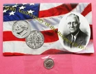 1996-W ROOSEVELT 50TH ANNIVERSARY DIME IN CELLO WITH COA.