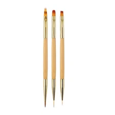 3 Pcs Nail Drawing Brushes, Dual End Art Pen Brush Acrylic Round 3PCS 