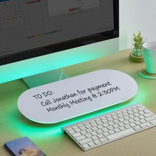 Glass Desktop Whiteboard - 17 X 7 Inches Small Dry Erase Board with Green Lig...
