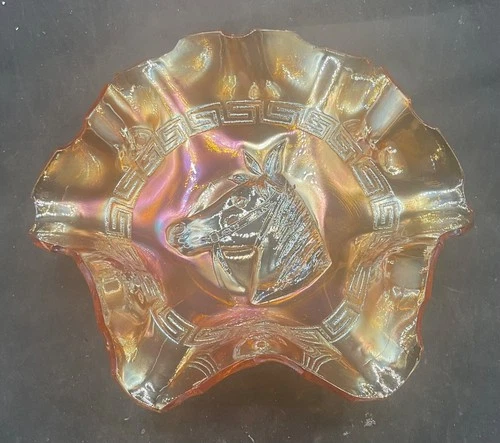OUTSTANDING EXAMPLE VINTAGE CARNIVAL DUGAN MARIGOLD PONY BOWL RADIUM IRIDESCENCE