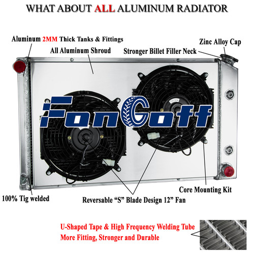 4 Row Aluminum Radiator Shroud Fan for 1970-1981 Pontiac Firebird 5.7/6.6L AT - Picture 1 of 12