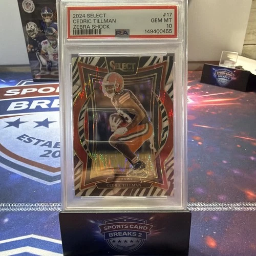 2024 Panini Select - Concourse Cedric Tillman #17 Zebra Prizm PSA 10