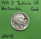 1918-D Buffalo 🦬 Indian Head Nickel 5c Good Reverse Scratch