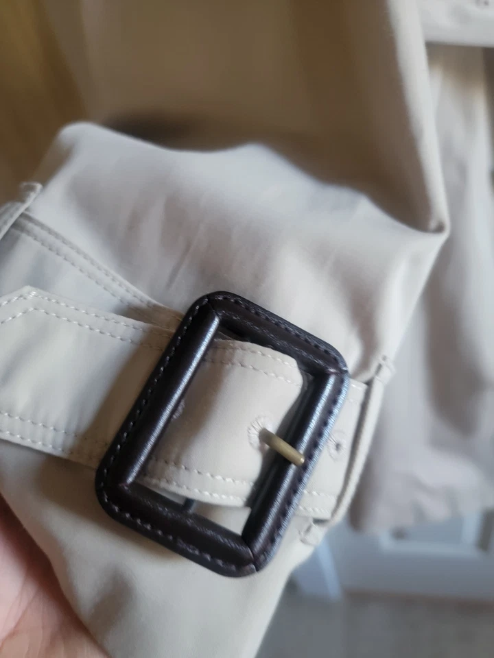 Gabardina London Fog 2X, caqui, forrada, bolsillos, cinturón, capucha, hasta la rodilla Foto 4 de 4