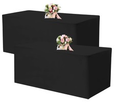 Black 72x30 Inch Rectangle Fitted Tablecloths 2 Pack for Dining Events Parties