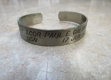 Original Vintage 1970's POW Bracelet Nickel Silver LCDR PAUL E GALANTI USN 1966