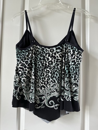 Carmen Marc Valvo Flyaway-Scarf Tankini Top Swimsuit Size Large Black - Bild 10 von 11