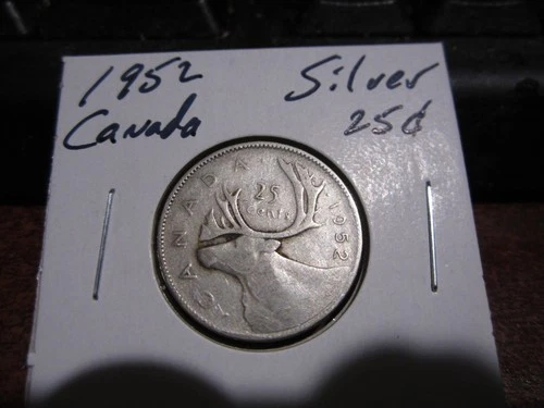 Canada 1952 - 25 Cent Quarter Canadian Coin - 80% Silver
